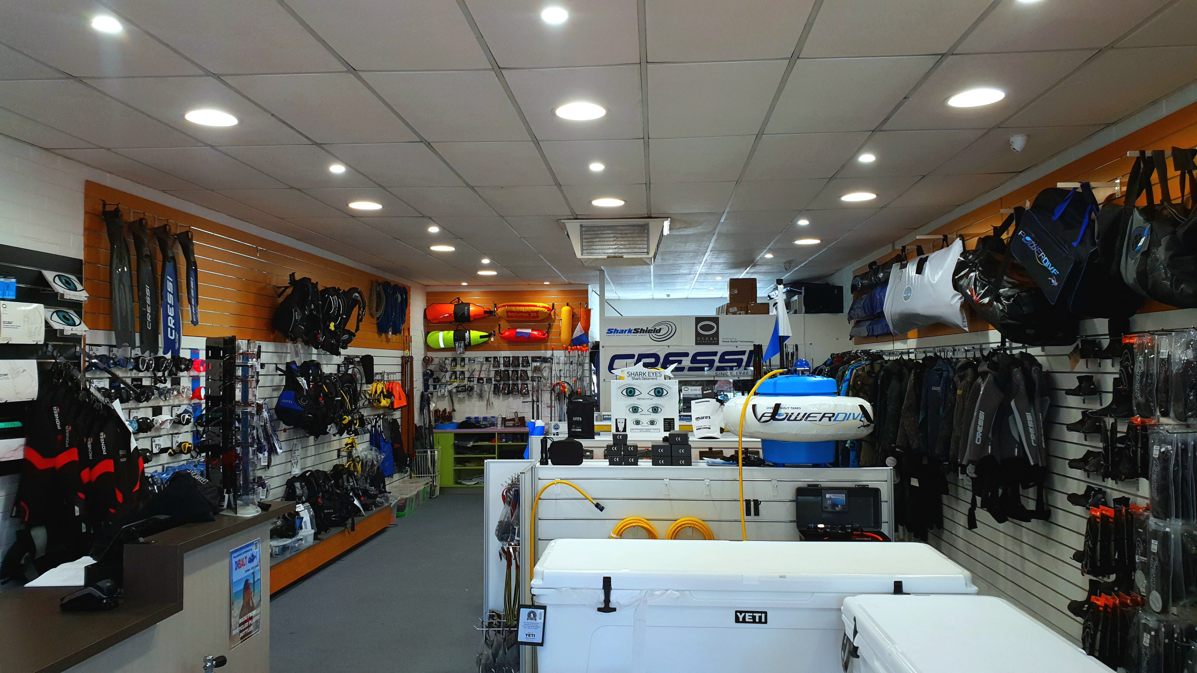 inside the front of dive and fish dive shop